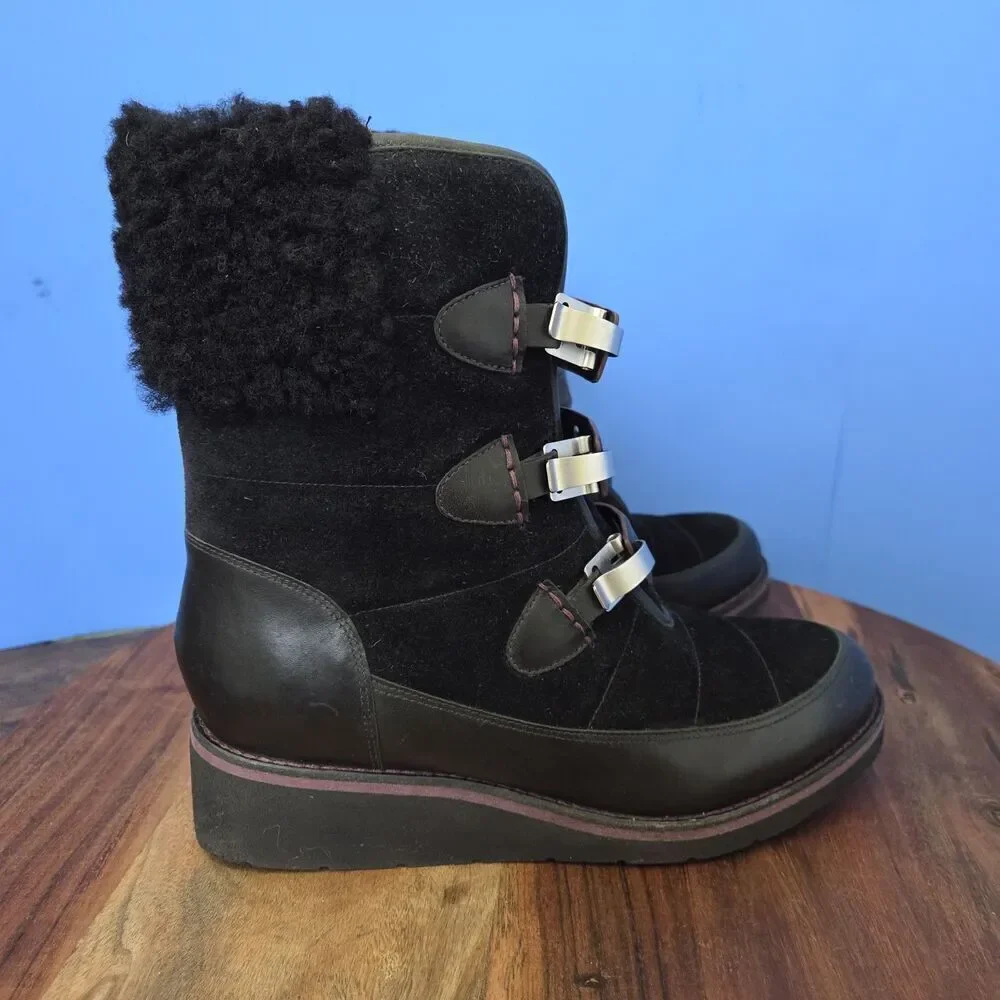 Cole Haan Lania NikeAIR Boots Leather / Suede Black Women's 7